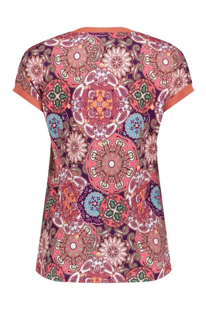 SARAH TOP MET PRINT 42053 60 Raspberry/Coral